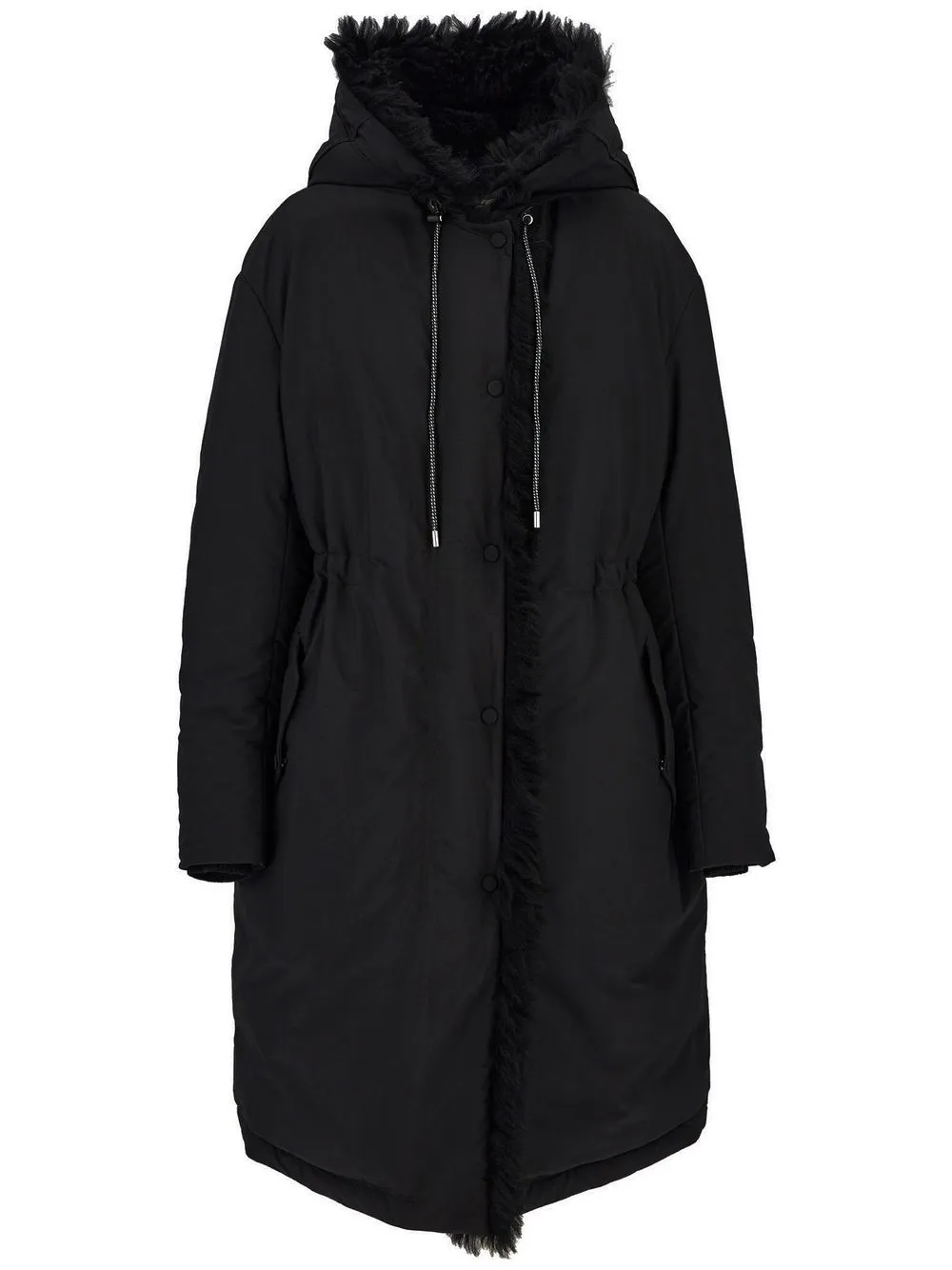 Ferragamo Shearling-lined Parka Coat In Black