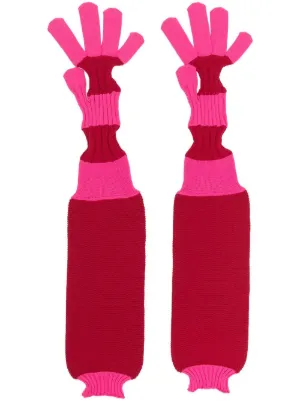 Farfetch Accessori Guanti Muffole a righe Rosso 