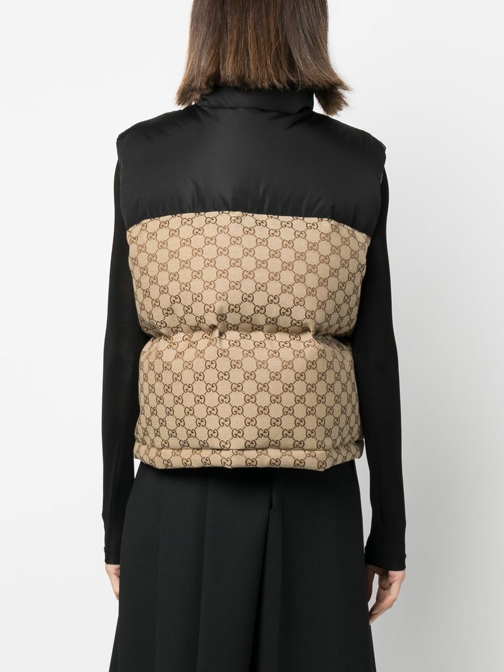 Shop Gucci Gg Supreme Padded Gilet In Nude