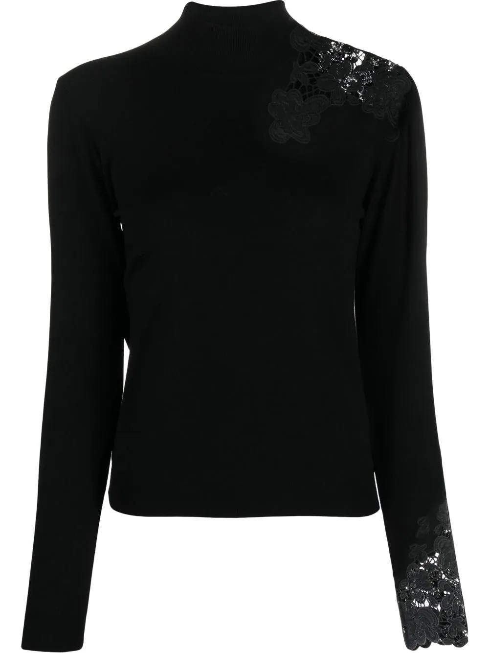 

LIU JO lace-trim high-neck jumper - Negro