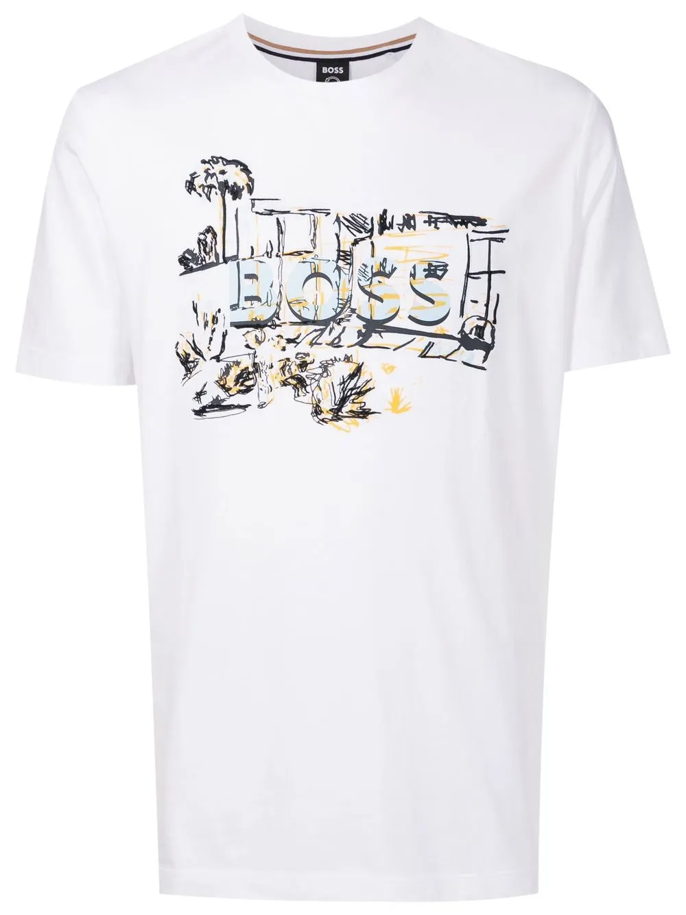 

BOSS illustration-style logo-print T-shirt - White