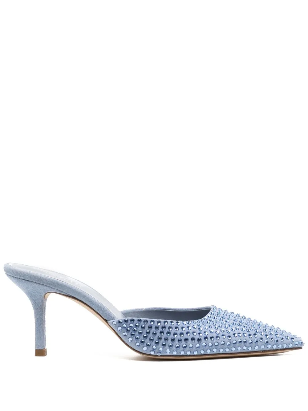 

Paris Texas crystal-embellished 70mm pointed mules - Blue