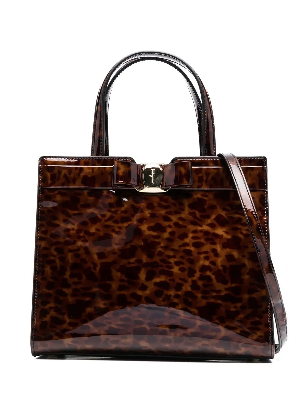 

Ferragamo tortoiseshell-effect tote bag - Brown