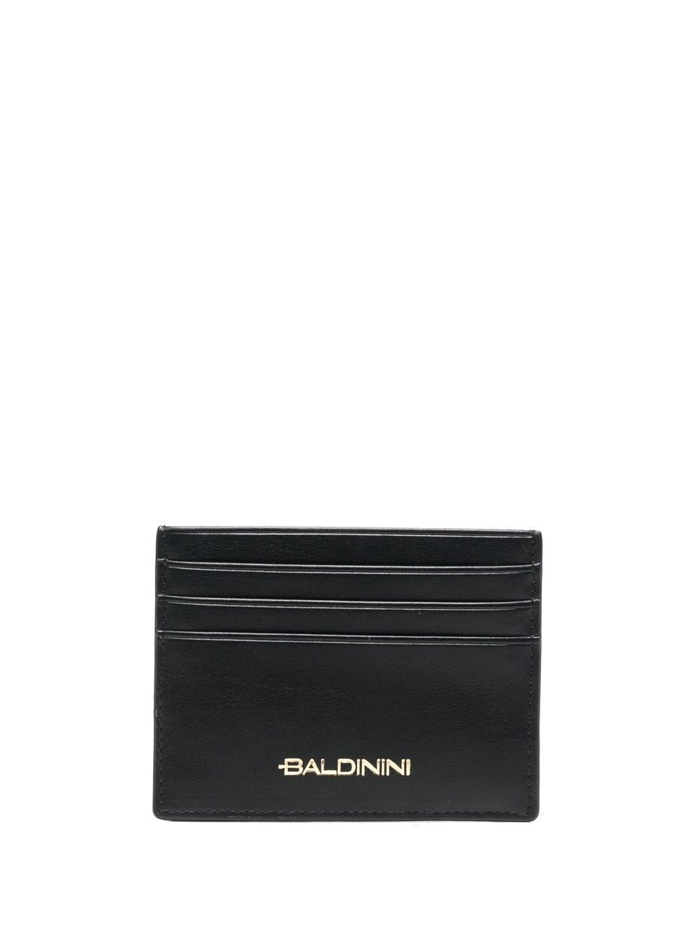 Shop Baldinini Monogram Leather Cardholder In Black