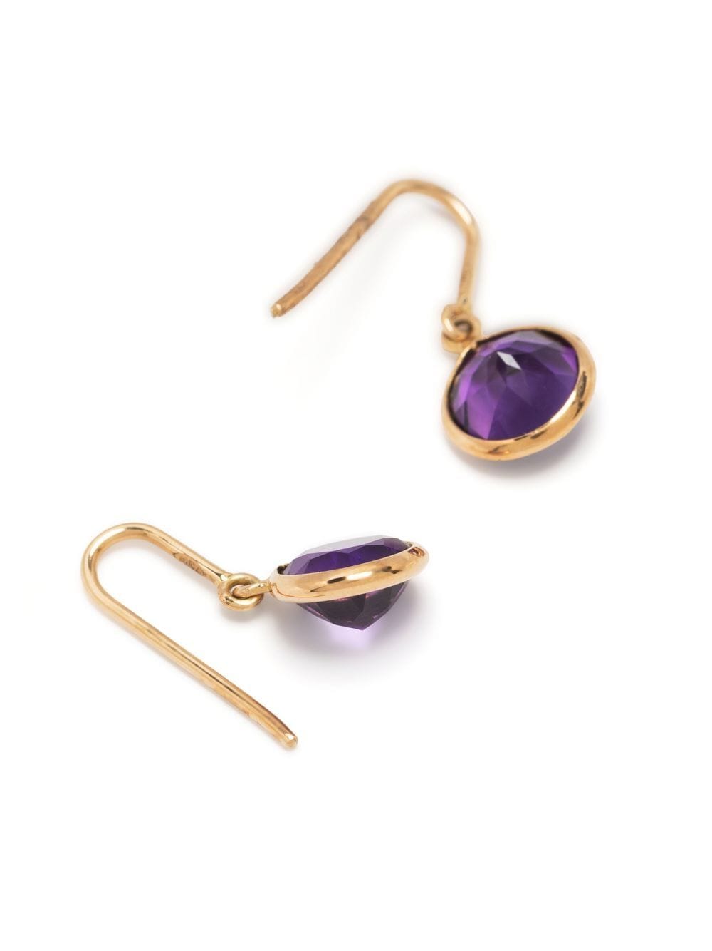 Shop Swayta Sha 18kt Yellow Gold Amethyst Drop Earrings In Purple