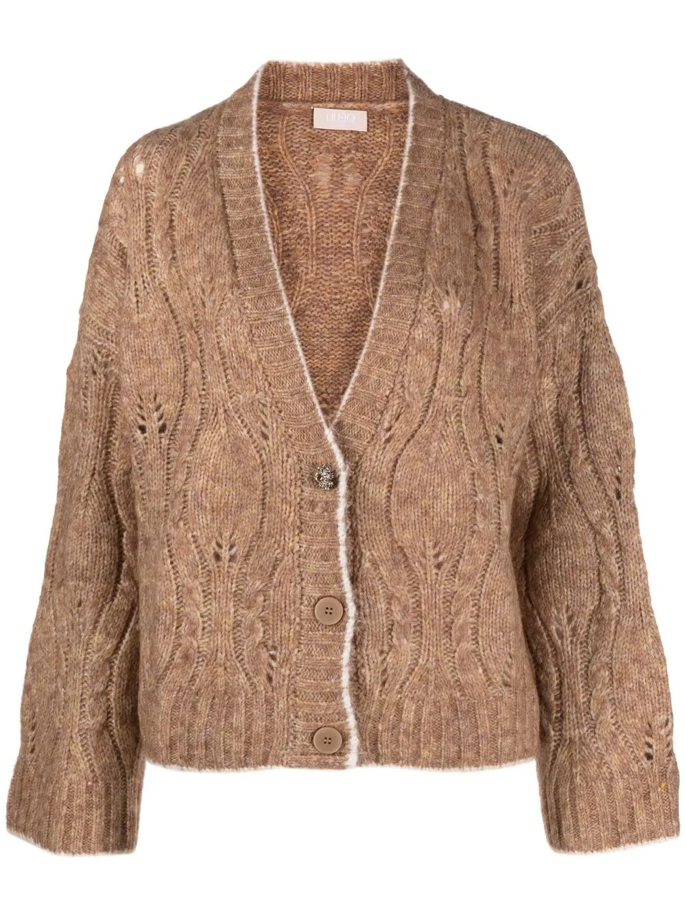 

LIU JO cut-out cable-knit cardigan - Neutrals