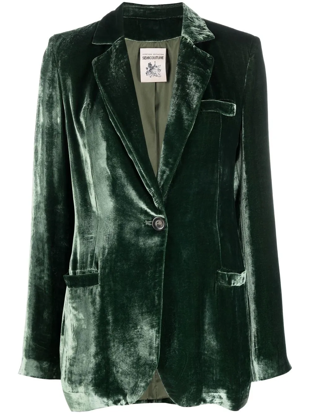 

Semicouture blazer de terciopelo con botones - Verde