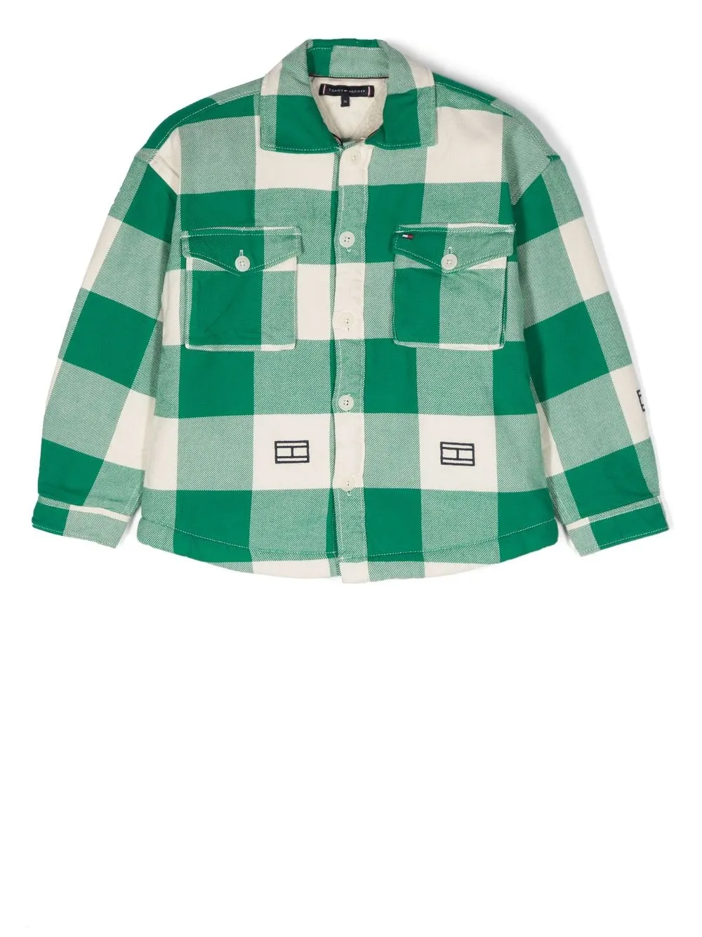 

Tommy Hilfiger Junior chamarra camisera con cuadros estampados - Verde
