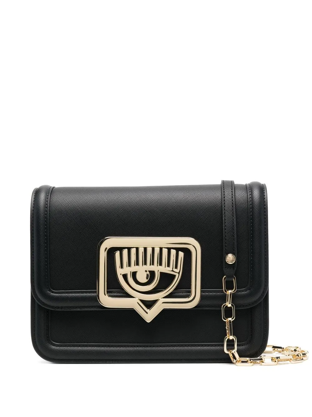 

Chiara Ferragni bolsa crossbody con placa del logo - Negro