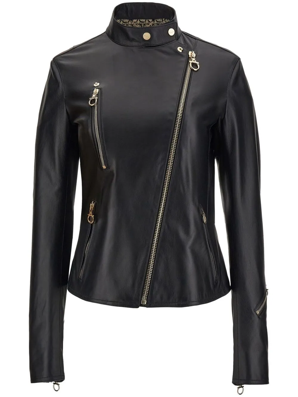 Image 1 of Ferragamo stand-collar leather biker jacket