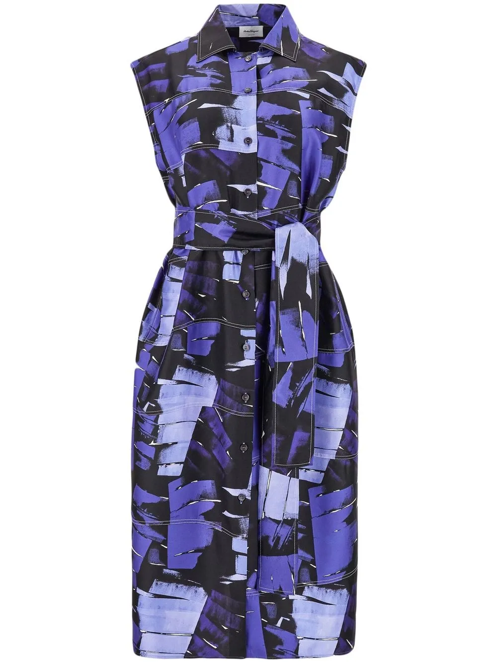 Ferragamo Palme Print Sleeveless Shirtdress Farfetch