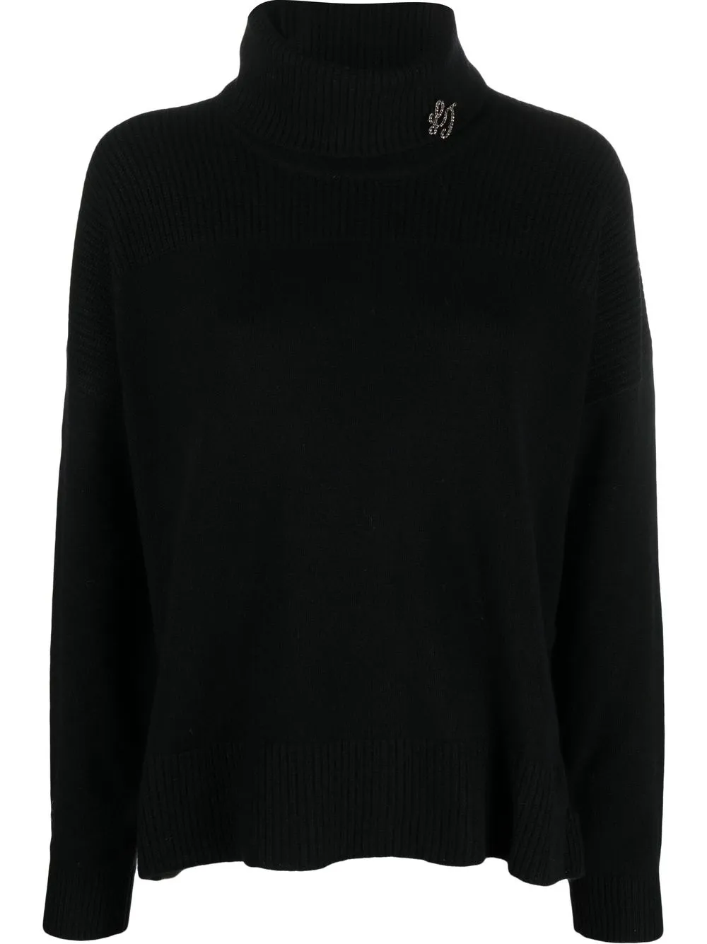 

LIU JO crystal-monogram roll-neck jumper - Negro