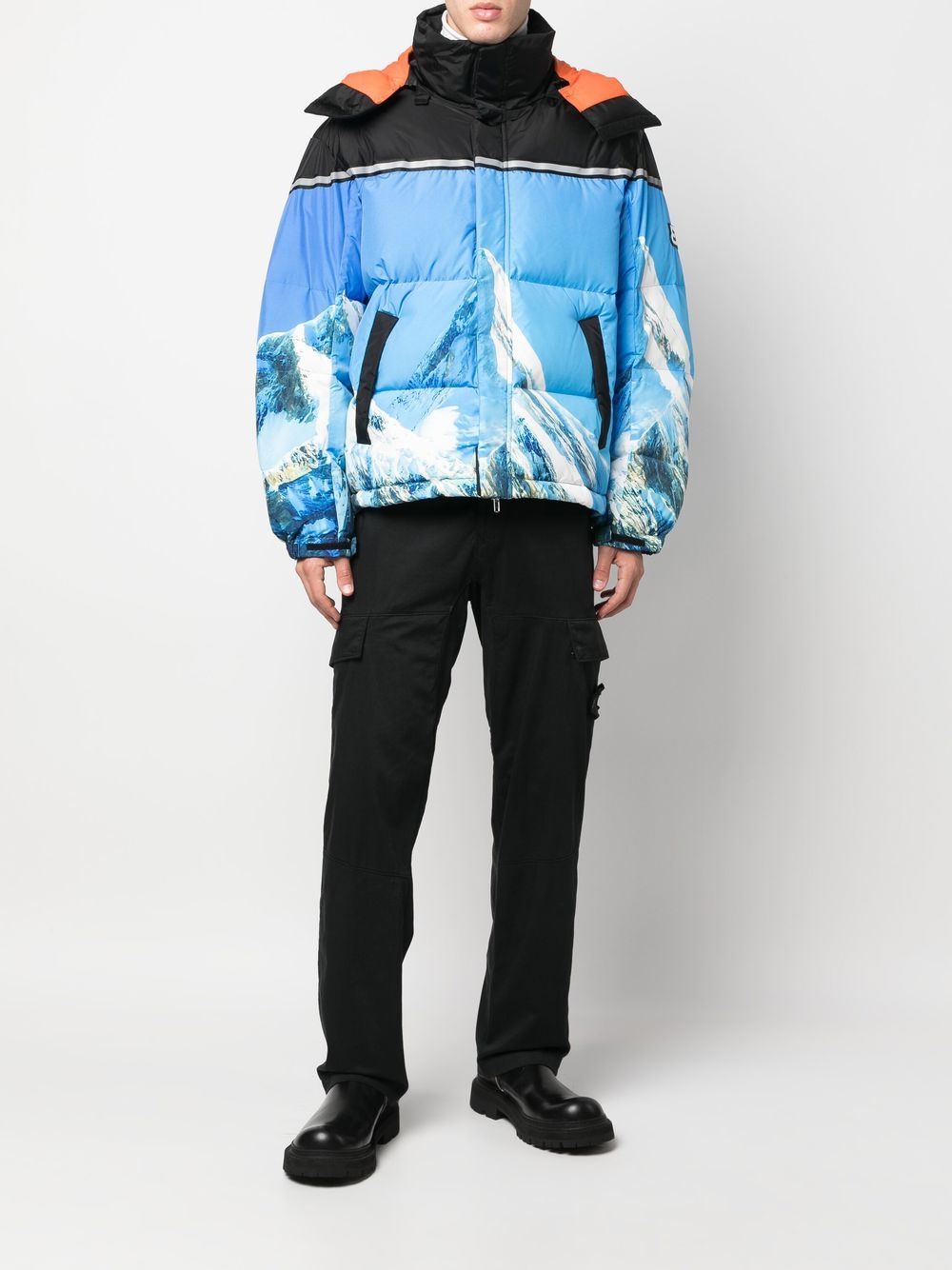 313 WORLDWIDE mountain-print Padded Jacket - Farfetch