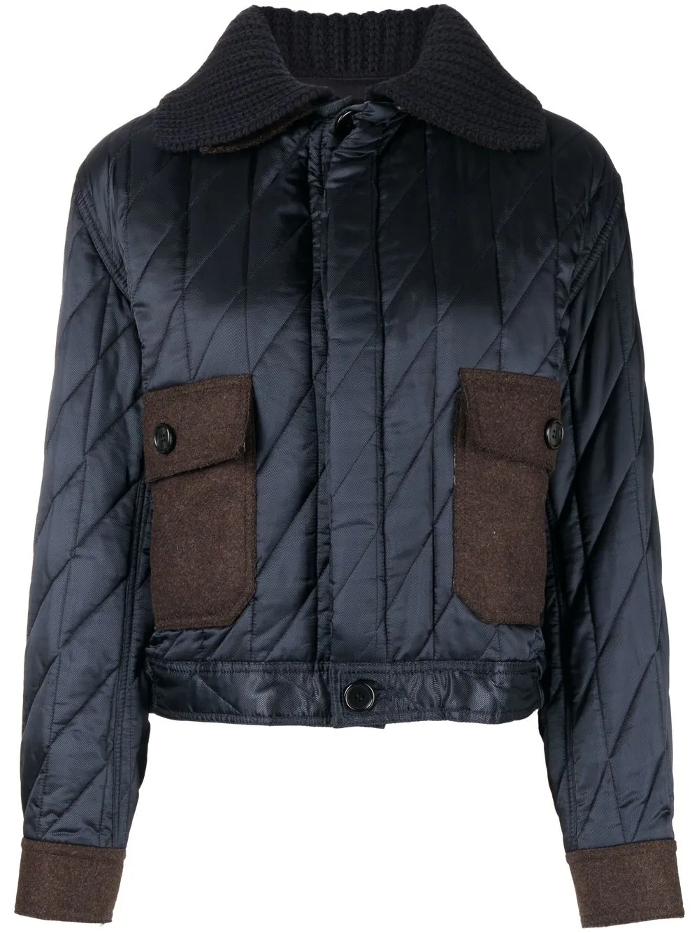 

Plan C quilted collared jacket - Blue