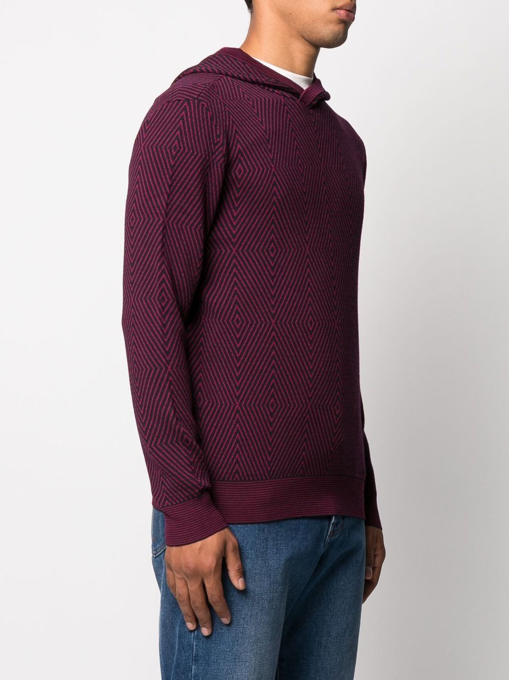 Emporio Armani geometric-pattern hooded jumper Men