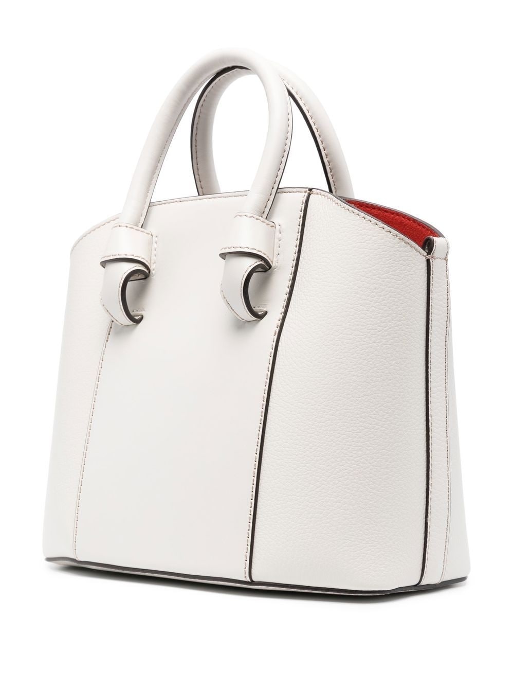 Shop Furla Panelled Leather Tote In White