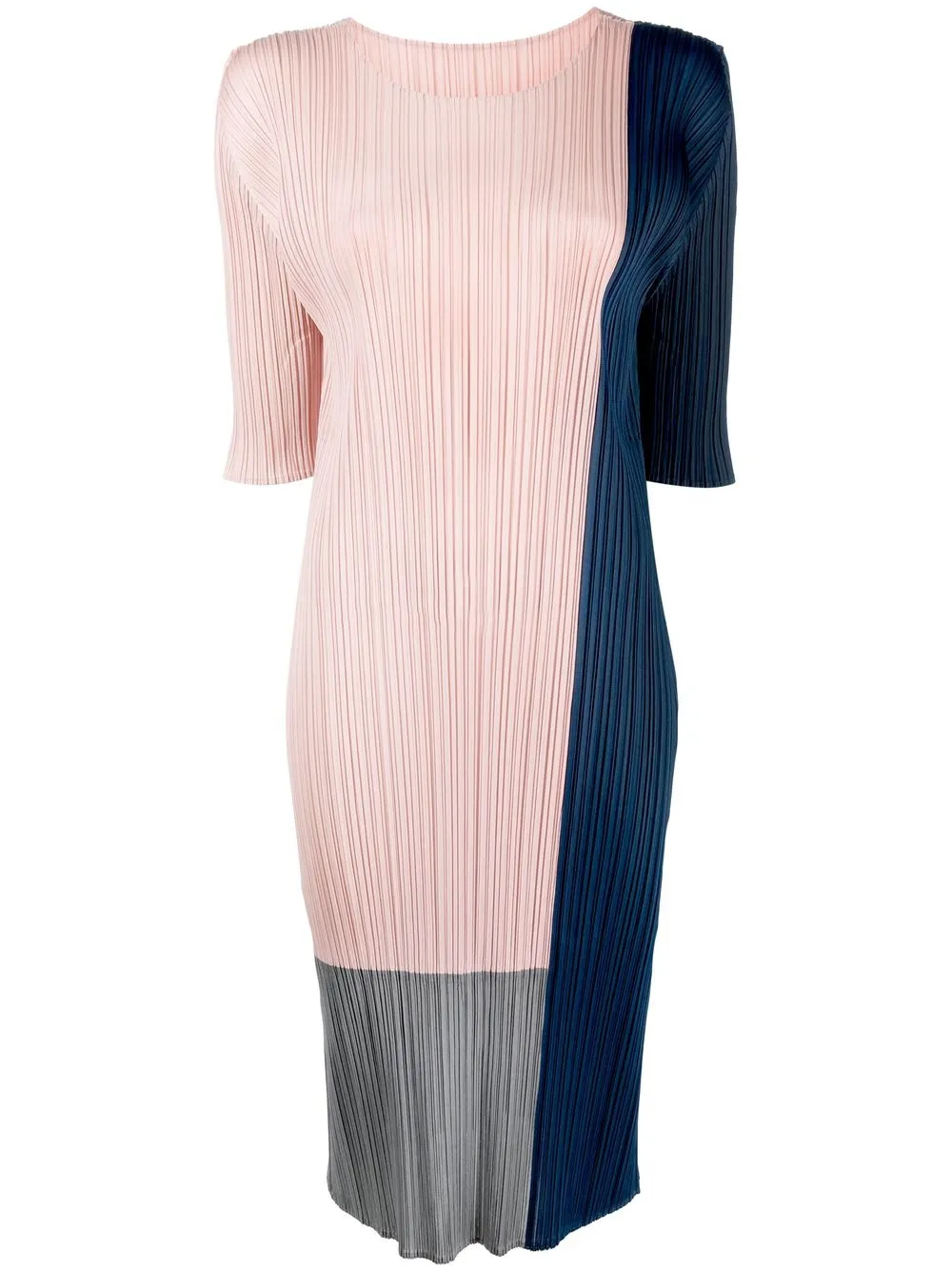 

Pleats Please Issey Miyake vestido recto plisado con diseño color block - Azul