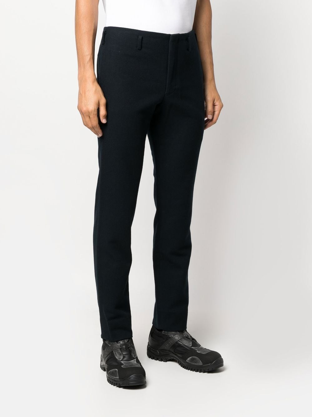 Shop Comme Des Garçons Homme Deux Mid-rise Slim-cut Trousers In Blau