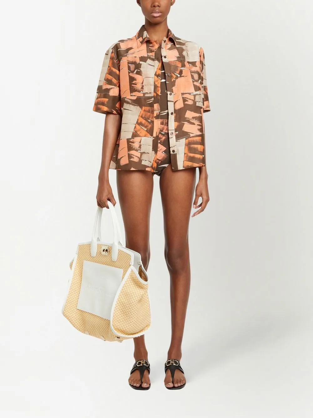 Ferragamo palm-print halterneck swimsuit | One-Pieces | Image 2