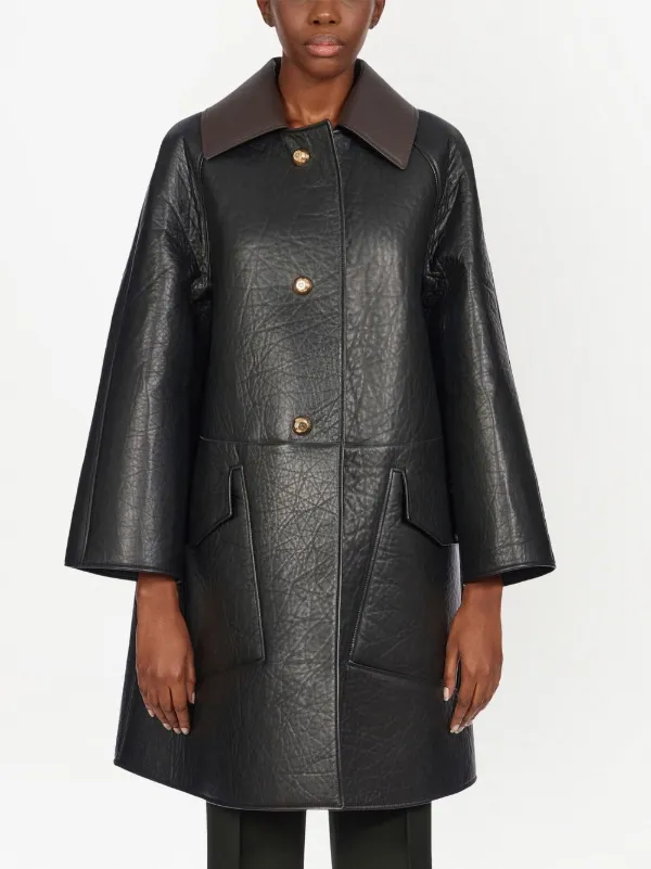 Ferragamo テクスチャード ナッパレザーコート | ブラック