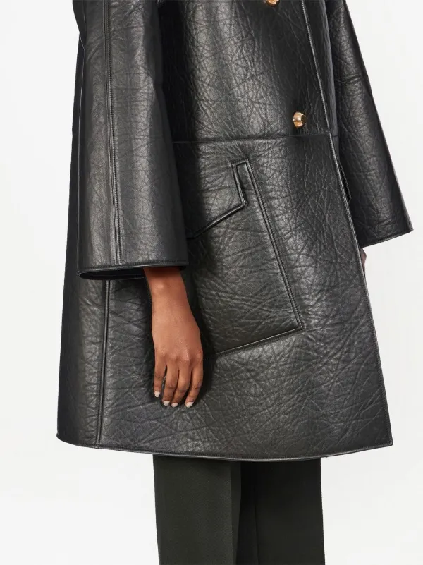 Ferragamo テクスチャード ナッパレザーコート | ブラック | FARFETCH JP