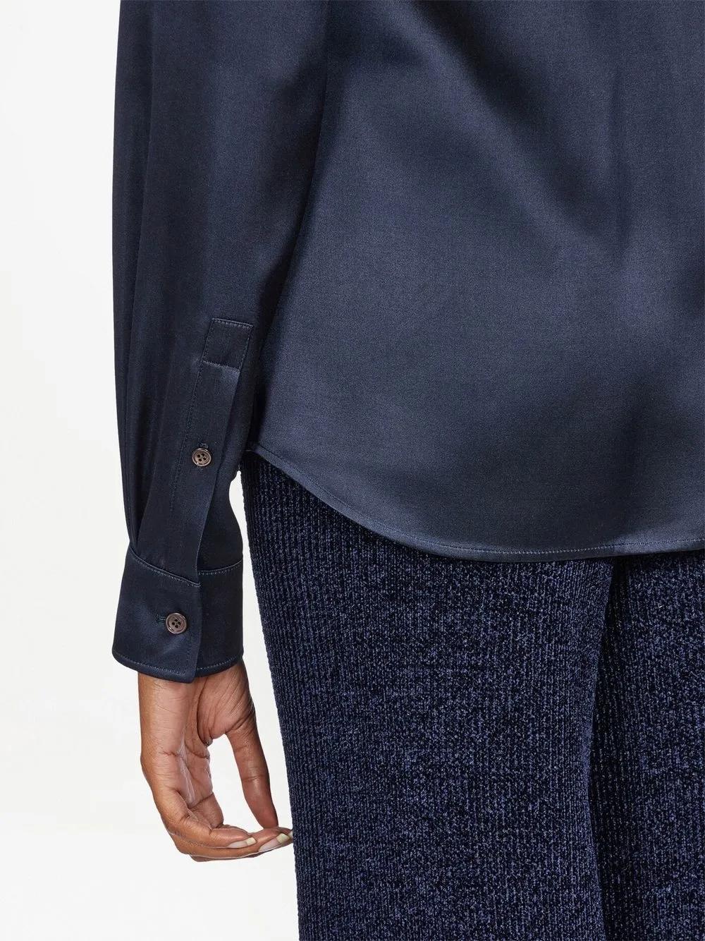 Ferragamo Satin Button-up Shirt In Blue