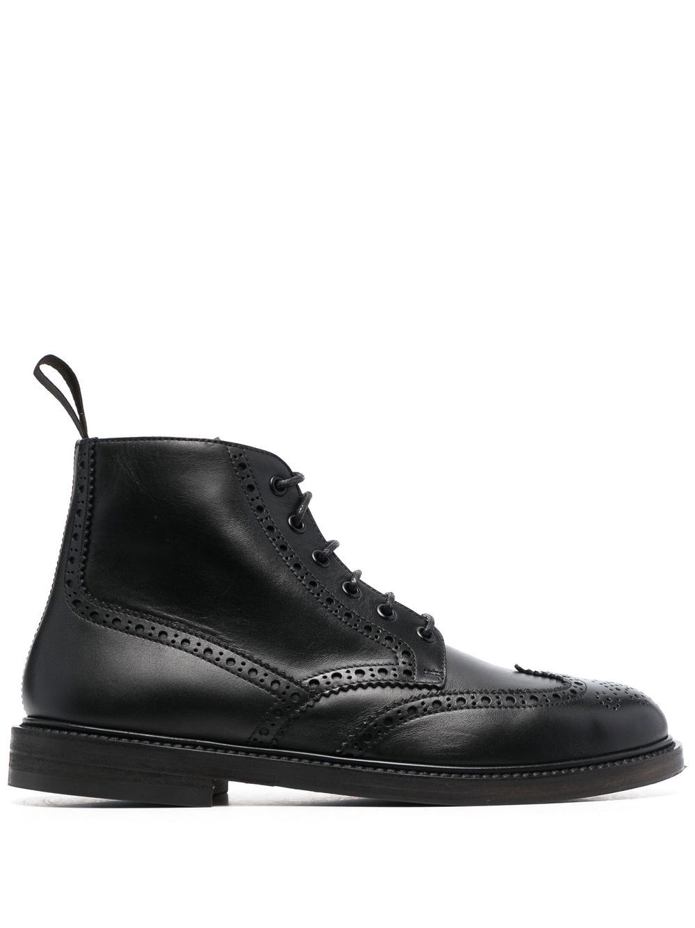 Henderson Baracco brogue-detail leather boots - Black