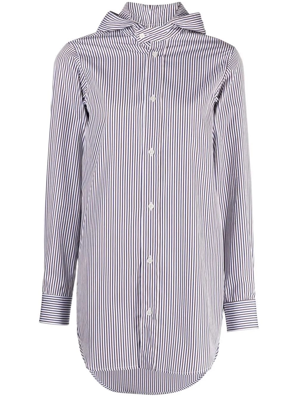 

Plan C striped hooded shirt - White