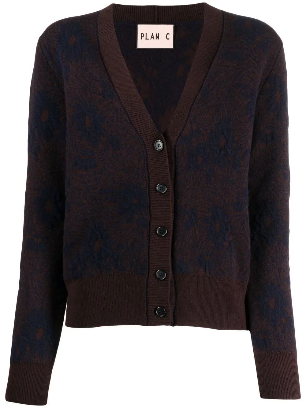 

Plan C floral-jacquard knit cardigan - Brown