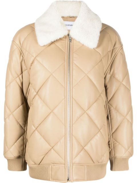 STAND STUDIO diamond-quilted faux-leather jacket Women