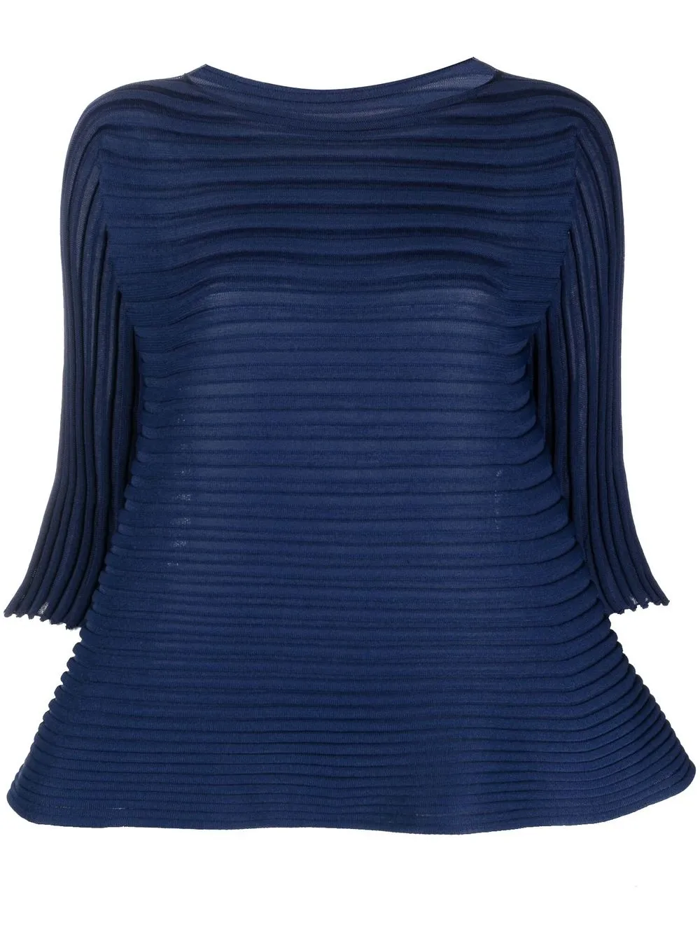 

Pleats Please Issey Miyake suéter tejido de canalé con manga corta - Azul