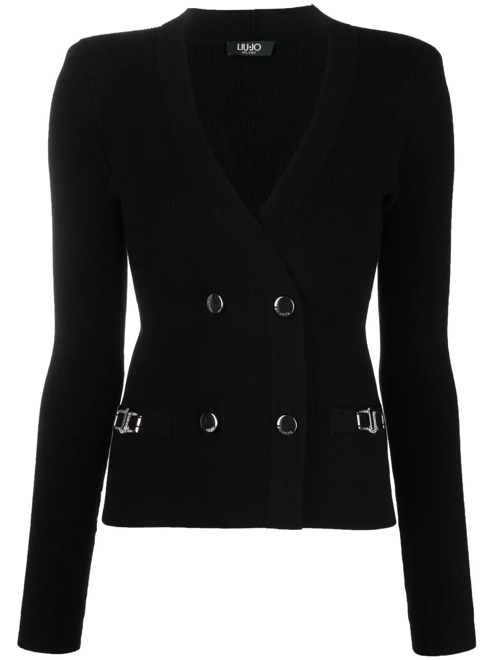 

LIU JO logo-plaque V-neck cardigan - Black
