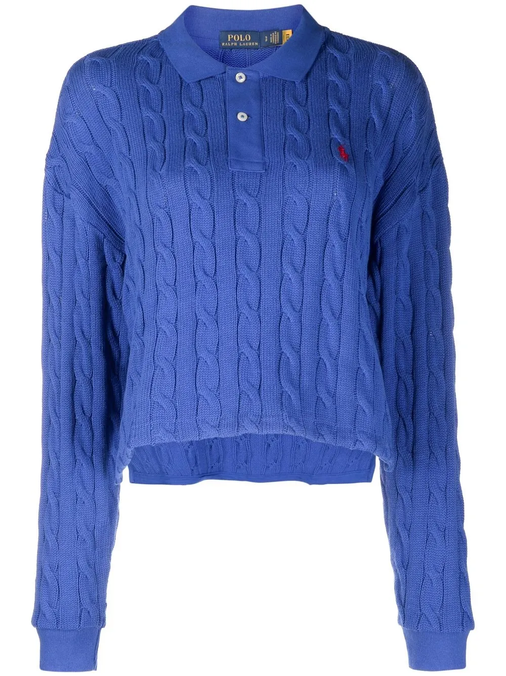

Polo Ralph Lauren suéter en tejido de ochos con logo bordado - Azul