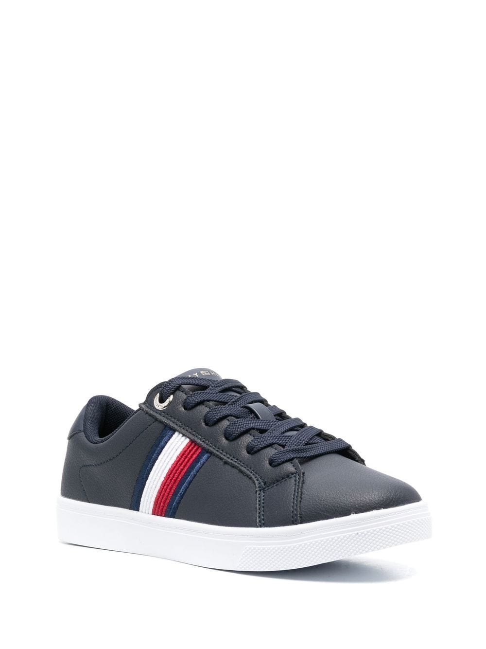 Shop Tommy Hilfiger Essential Stripes Lace-up Sneakers In Blue