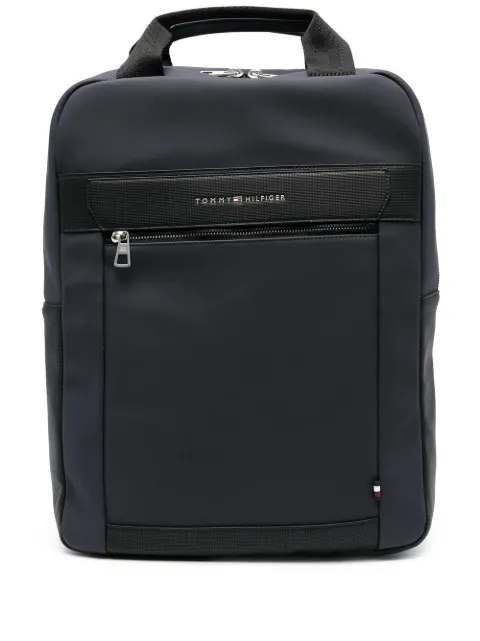 raised-logo zip-pocket backpack
