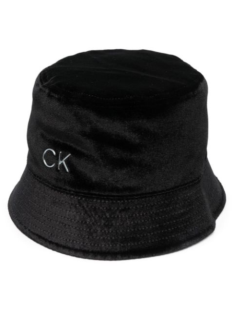 Calvin Klein logo velvet bucket hat 