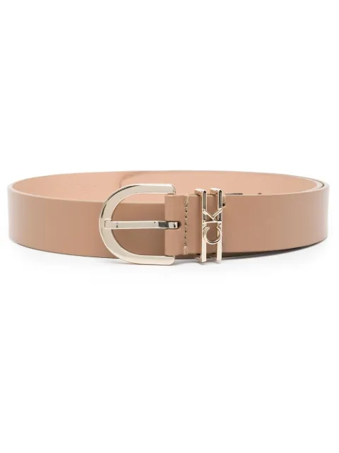 Calvin Klein logo-lettering leather belt
