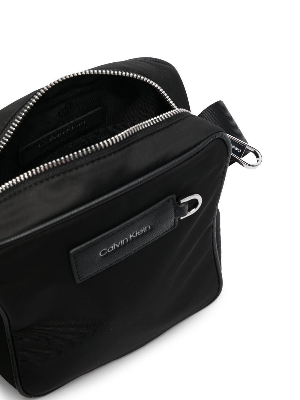 Shop Calvin Klein Logo-patch Messenger Bag In Black