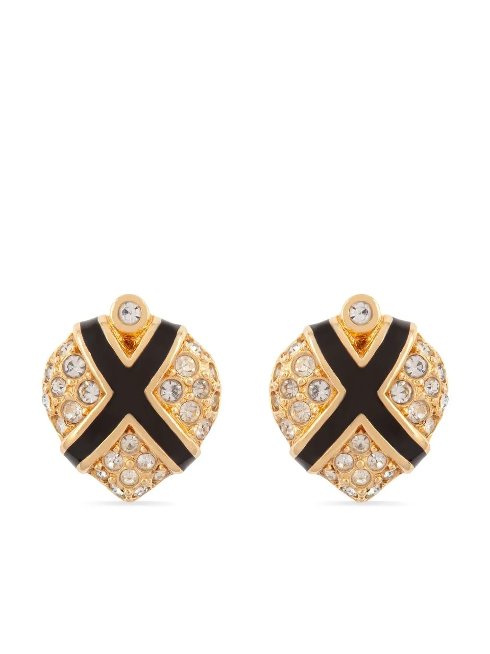 

Christian Dior aretes de clip con detalles de cristales 1980 pre-owned - Dorado