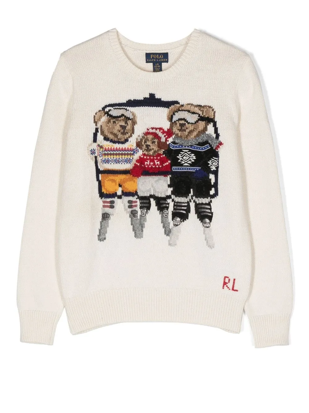 

Ralph Lauren Kids Teddy Bear intarsia-knit jumper - Neutrals