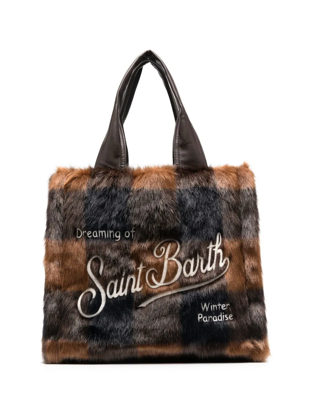 

MC2 Saint Barth Flavea logo-embroidered faux-fur bag - Brown
