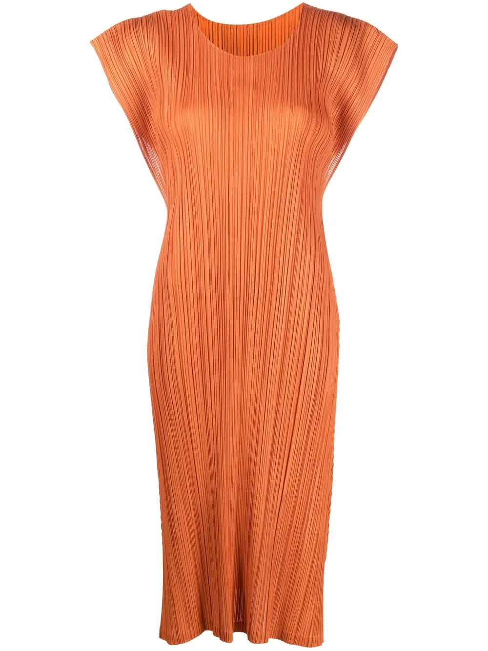 

Pleats Please Issey Miyake vestido midi plisado - Naranja