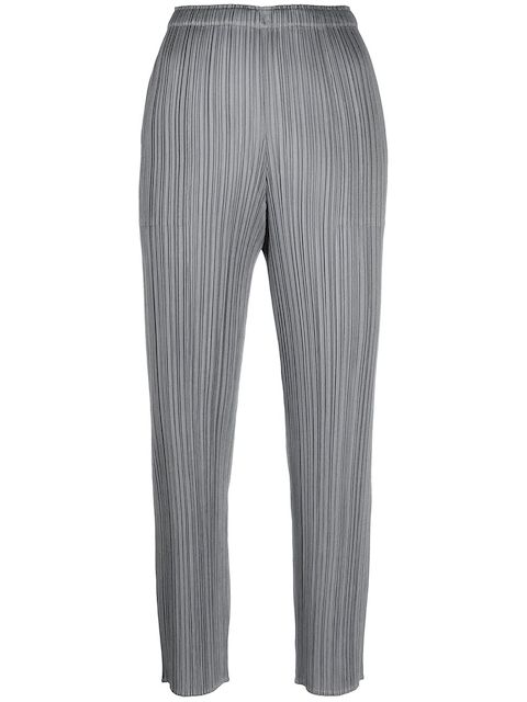 Pleats Please Issey Miyake plissé slim-cut cropped trousers