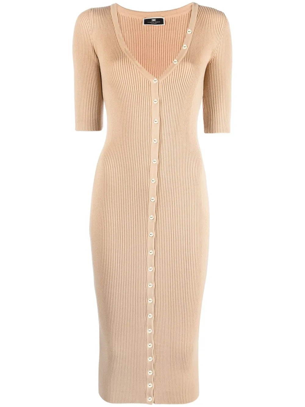 

Elisabetta Franchi V-neck ribbed-knit midi dress - Neutrals