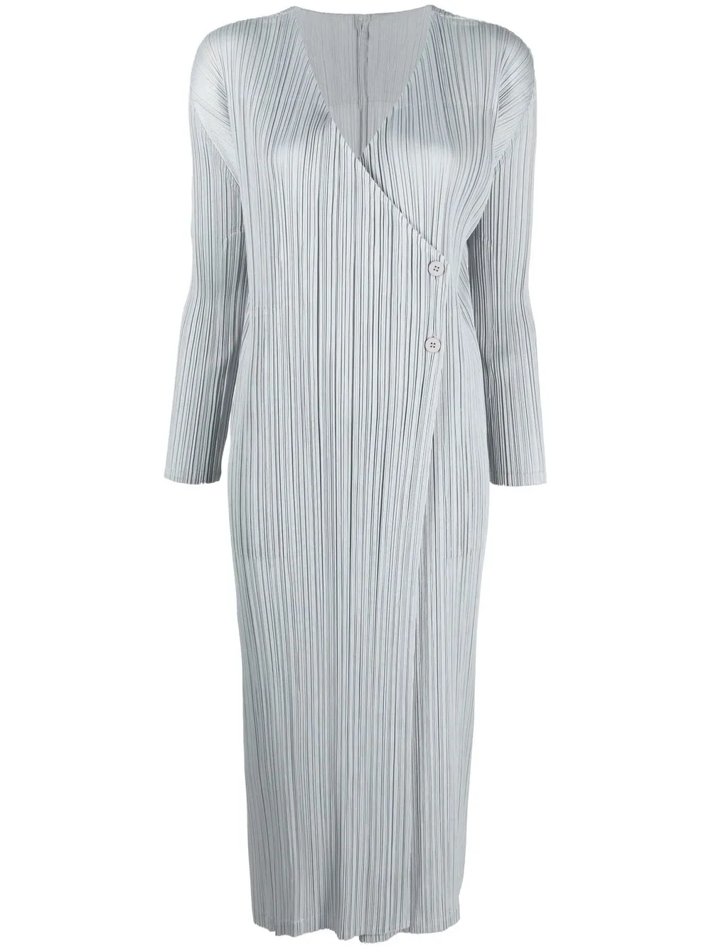 

Pleats Please Issey Miyake abrigo cruzado plisado - Gris