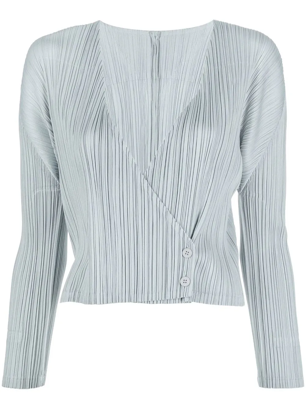 

Pleats Please Issey Miyake top cruzado plisado - Gris