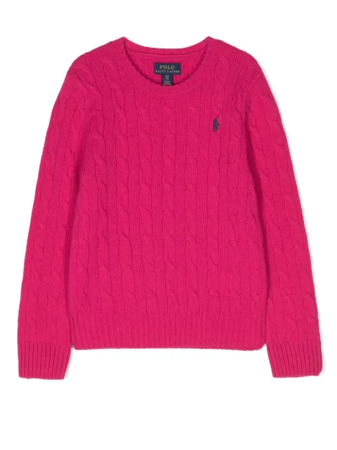 POLO RALPH LAUREN KIDS logo-embroidered cable-knit jumper