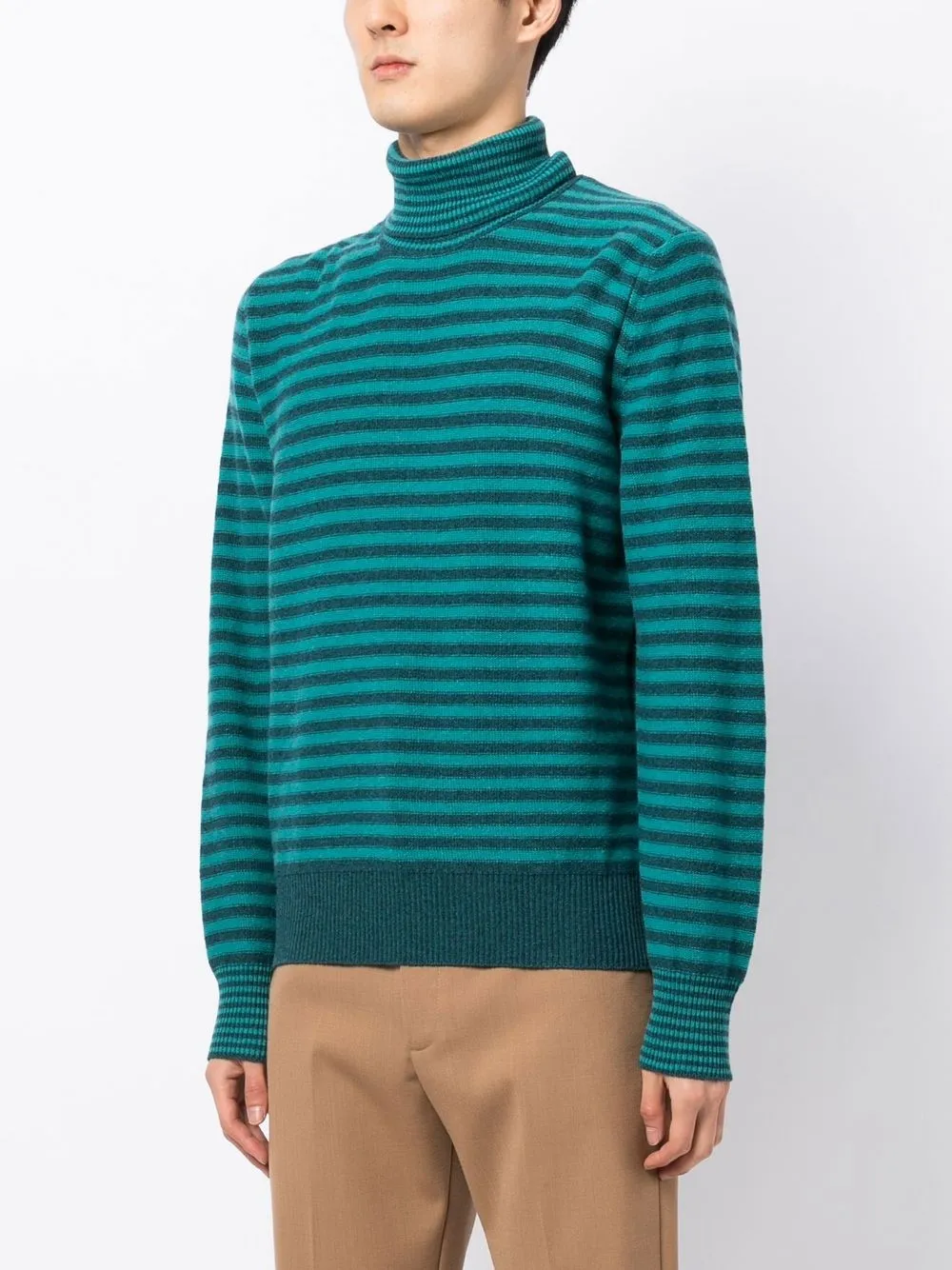 Doppiaa Striped Knitted Wool Roll Neck Sweater Farfetch