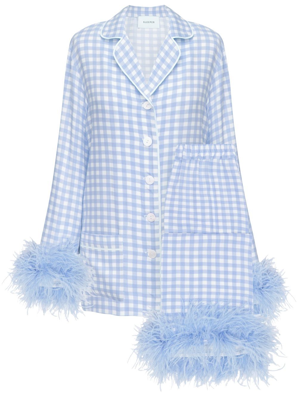 SLEEPER GINGHAM CHECK FEATHER PAJAMA SET