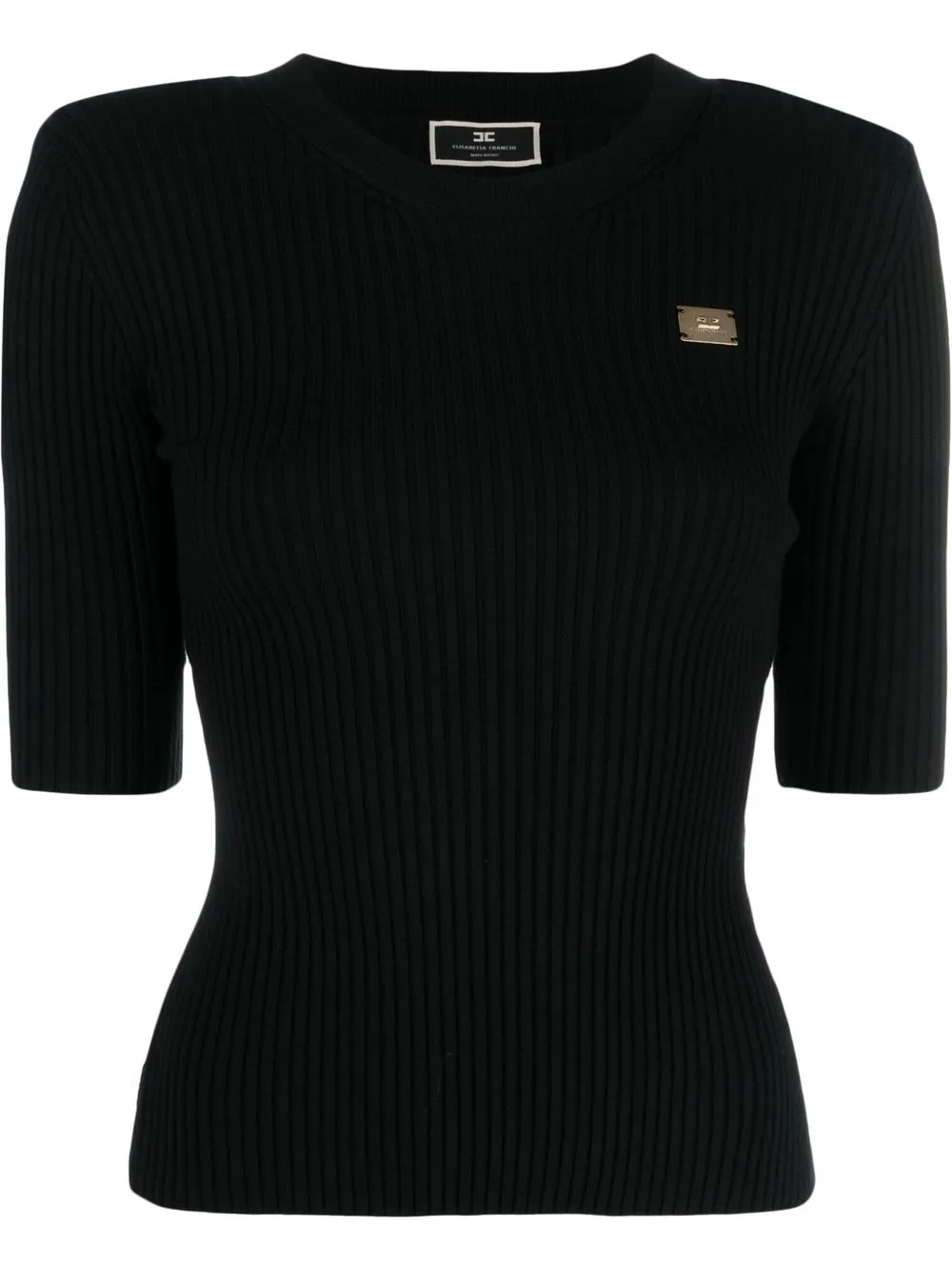 

Elisabetta Franchi logo-plaque knit top - Black